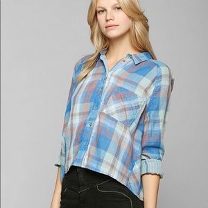 Urban outfitters bdg cropped cotton flannel button